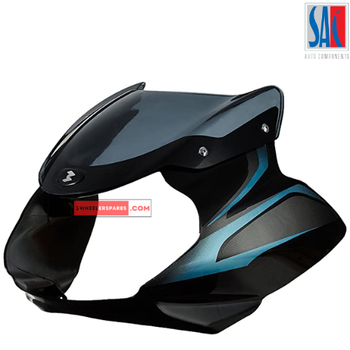 Bajaj Discover 125 Headlight Visor Black - Blue SAI Genuine Visor (3D Type)
