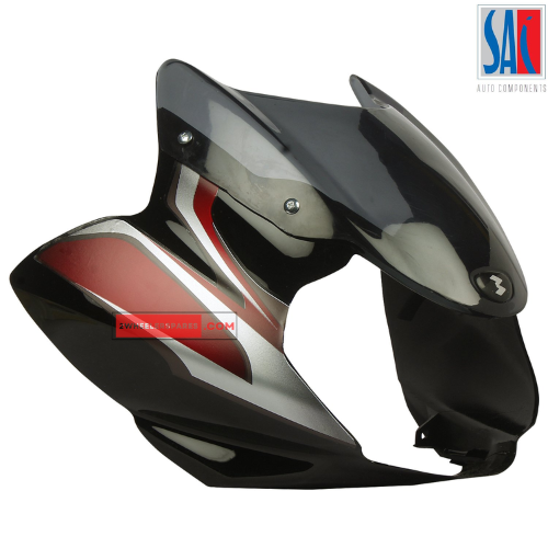 Bajaj Discover 100 Headlight Visor Black - Red SAI Genuine Visor (3D Type)