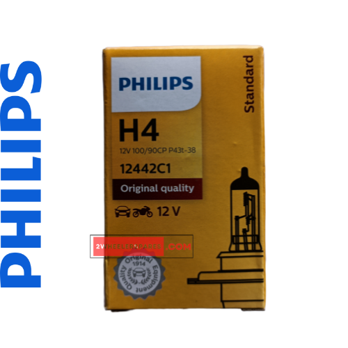 Philips Standard 12V 100/90W Halogen HS4 P43t Headlight Bulb Pack of 1 Genuine Halogen Bulb