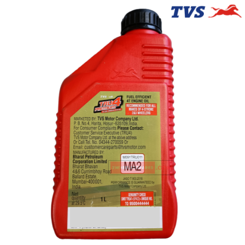 TVS 10W-30 Engine Oil Semi Synthetic 1L (TRU 4 Premium) TVS Genuine Parts