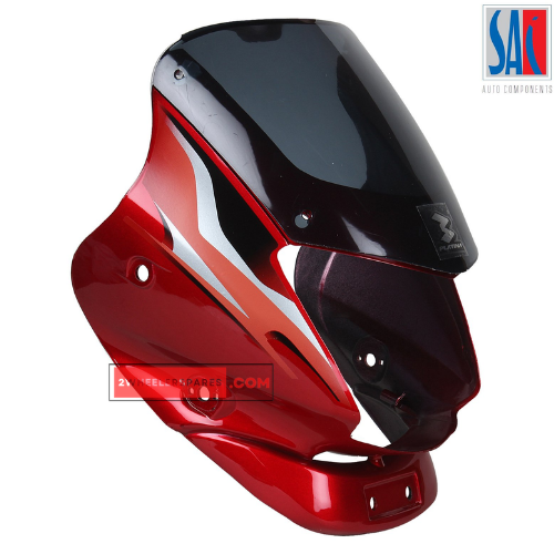 Platina Headlight Visor Red With Silver Sticker Genuine Headlight Visor