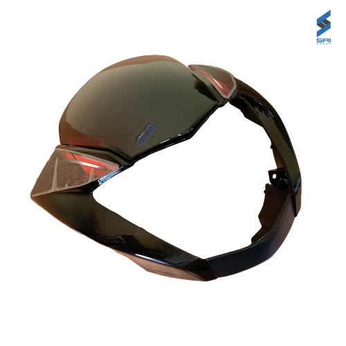 Glamour Latest New Model Headlight Visor with Glass Black with Red Sticker Sai Genuine Headlight Visor