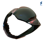 Glamour Latest New Model Headlight Visor with Glass Black with Red Sticker Sai Genuine Headlight Visor