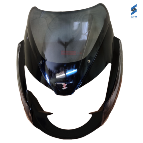 Pulsar Headlight Visor Black with Silver Sticker Genuine Headlight Visor Parts
