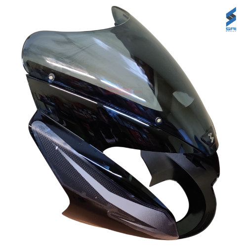 Pulsar Headlight Visor Black with Silver Sticker Genuine Headlight Visor Parts