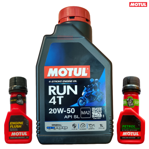 Motul RUN 20W-50 4T Engine Oil 1L Combo Pack Motomarvel Offer