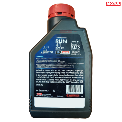Motul RUN 20W-50 4T Engine Oil 1L Combo Pack Motomarvel Offer