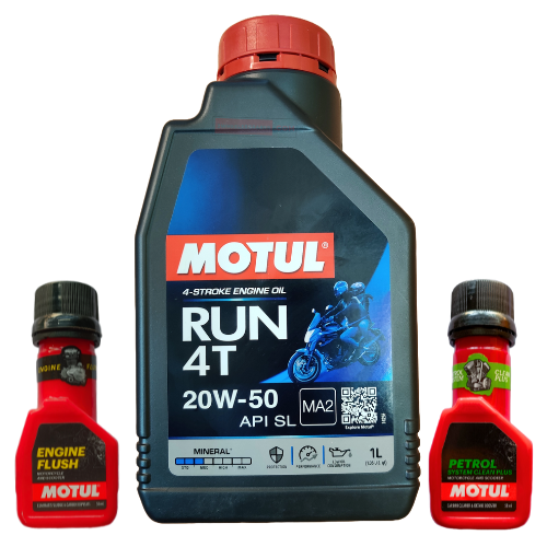 Motul RUN 20W-50 4T Engine Oil 1L Combo Pack Motomarvel Offer