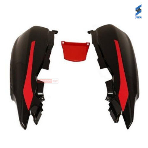 Passion Pro BS6 Rear Cowl (Set of 3) Black With Sports Red Plate Genuine Rear Cowl,SAI-854A,Black with sports red plate