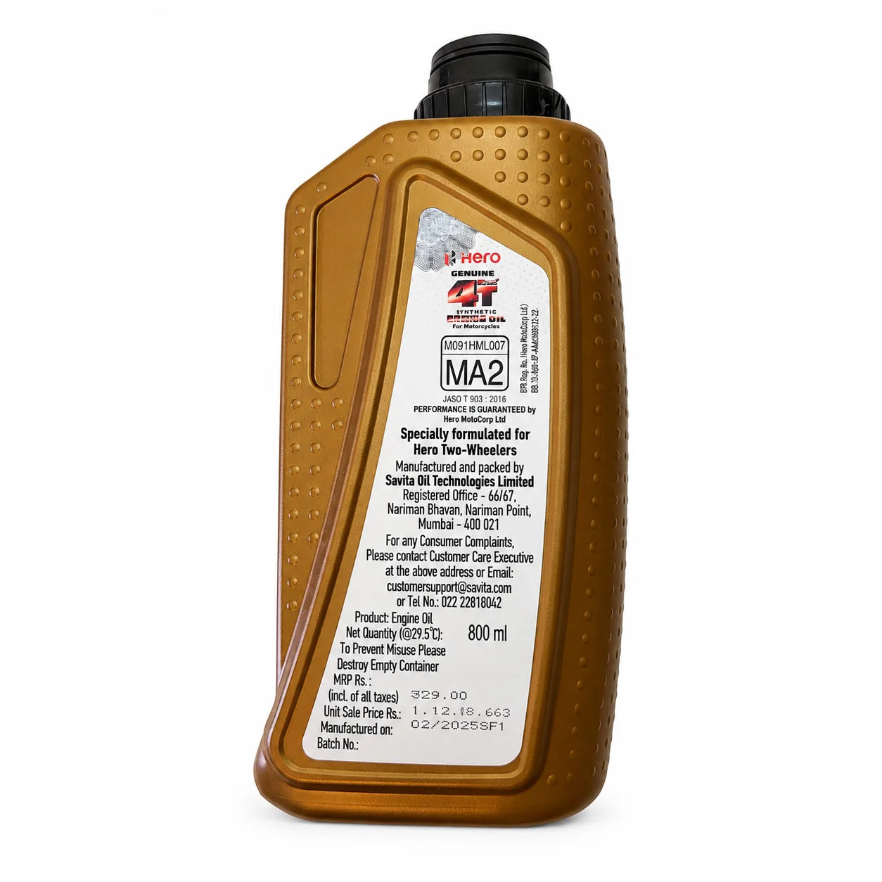 Hero 10W-30 4T Synthetic Engine Oil 800ml Hero Genuine Parts